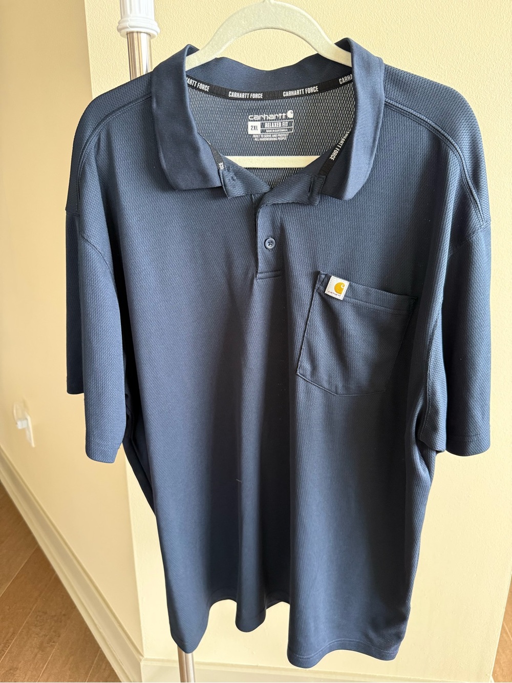 Carhartt Men's Dark Navy Short-Sleeve Polo with Chest Pocket